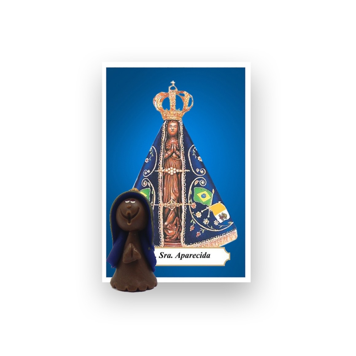 ST16023 - Mini Santinho São Benedito de Biscuit c/ Oração